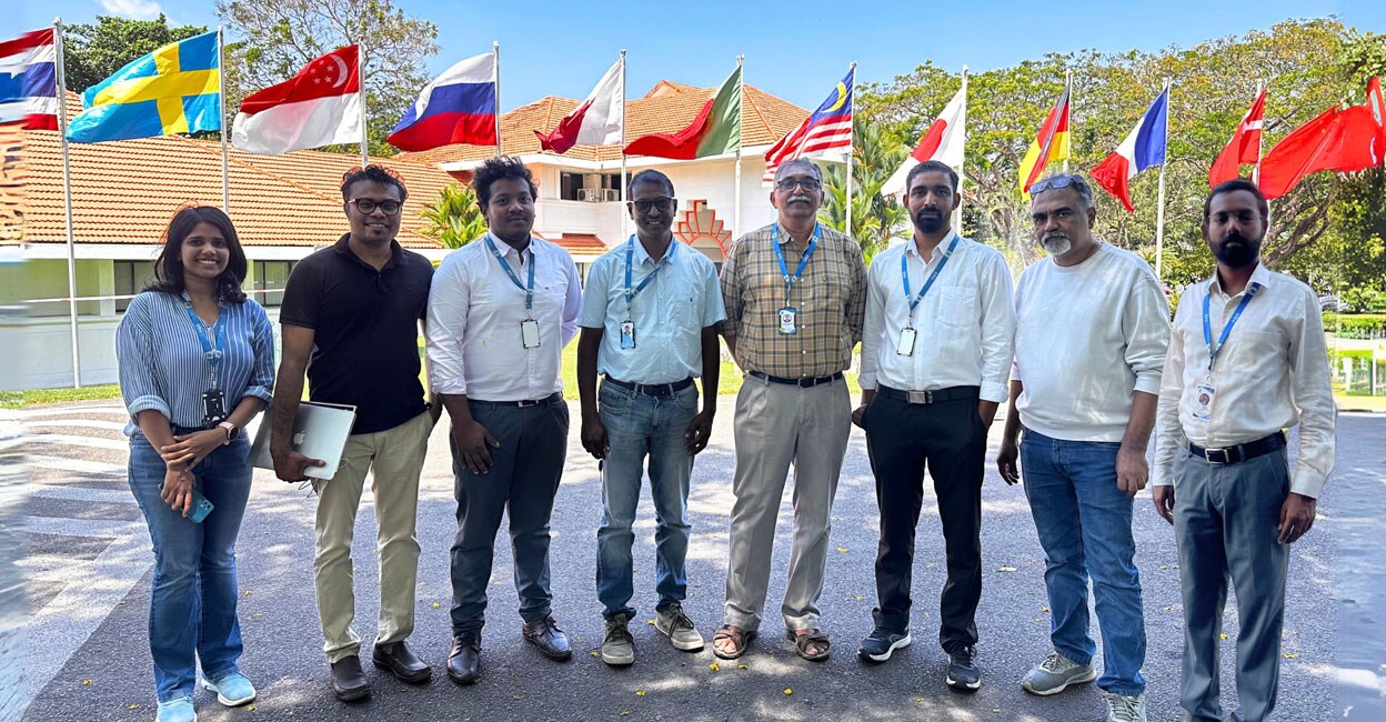 Arunima Raveendran (Business Analyst), Renjith Ramachandran (Chief Innovation Officer), Sathya Sekhar (Chief People Officer), Aji Soman (COO), Suresh Kumar S P (Chairman), Varun V V (Chief Technology Officer), Aby Mathew (CEO), Saju Soman (Vice President - Govt Relations). Photo: Special arrangement.