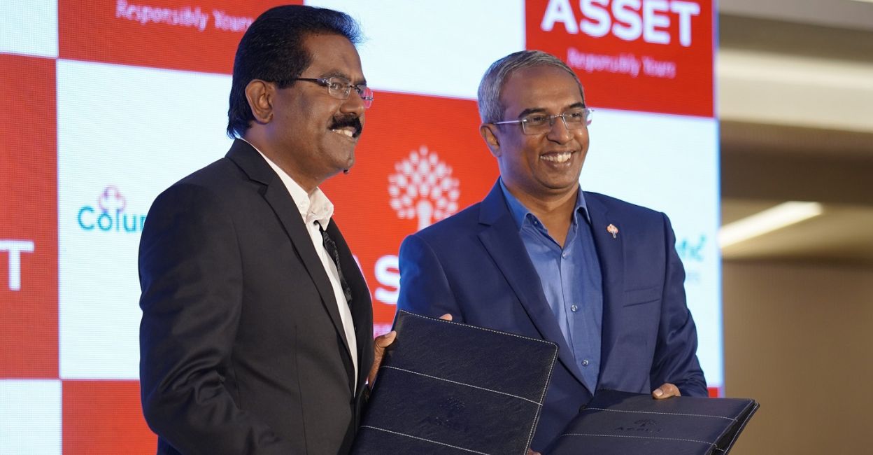 Sunil Kumar V, founder and MD of Asset Homes, and Sivakumar V, director, Columbia Pacific Communities with the MOU. Photo: Special Arrangement