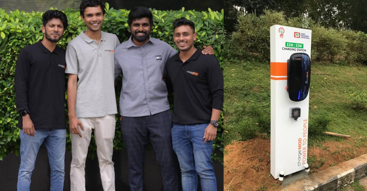 M Ramanunni, V Anoop, Advaith C and Chris Thomas launched the startup . Photo: Special Arrangement