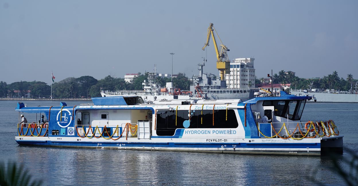 hydrogen-vessel-1 The hydrogen fuel cell ferry is a 24-metre-long catamaran vessel that can carry 50 passengers. Photo: Special Arrangement