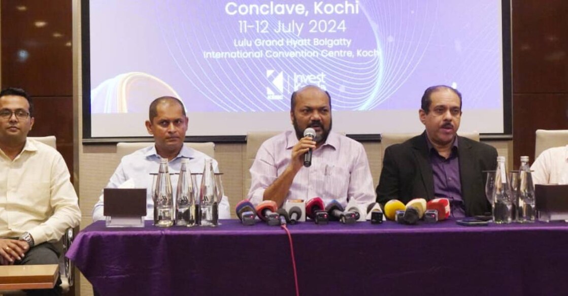Industries Minister P Rajeev addresses media in connection with the Generative AI Conclave in Kochi on Wednesday. Photo: Special arrangement
