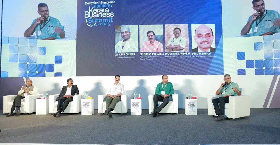 Kottakkal Arya Vaidya Sala CEO Harikumar, Sabine Hospital founder and MD Sabine Sivadasan, Rajagiri Hospital Medical Superintendent Dr Sunny Orathel, and Consultant Neurosurgeon Dr. Arun Oommen participated. The session was moderated by Manorama Online Content Editor R Krishnaraj.
