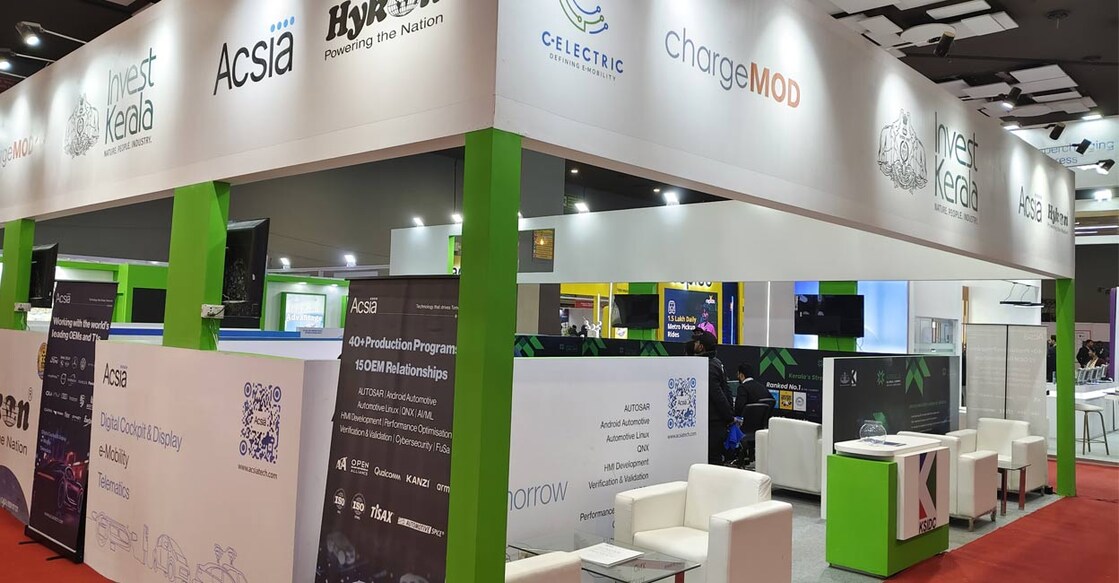 The 117-square-meter pavilion at the Nasscom Mobility Tech Zone features four leading Kerala-based companies. Photo: Special arrangement.