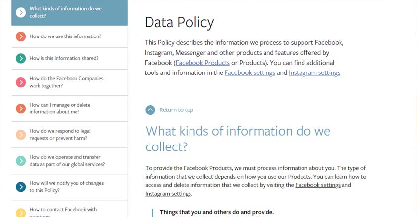 Facebook Data Policy Facebook Data Policy