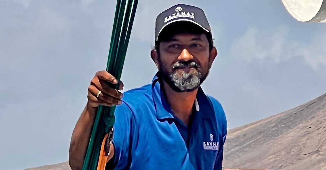 abhilash-tomy3344 Abhilash Tomy in his boat 'Bayanat' during the Golden Globe Race. Photo: Twitter/@abhilashtomy