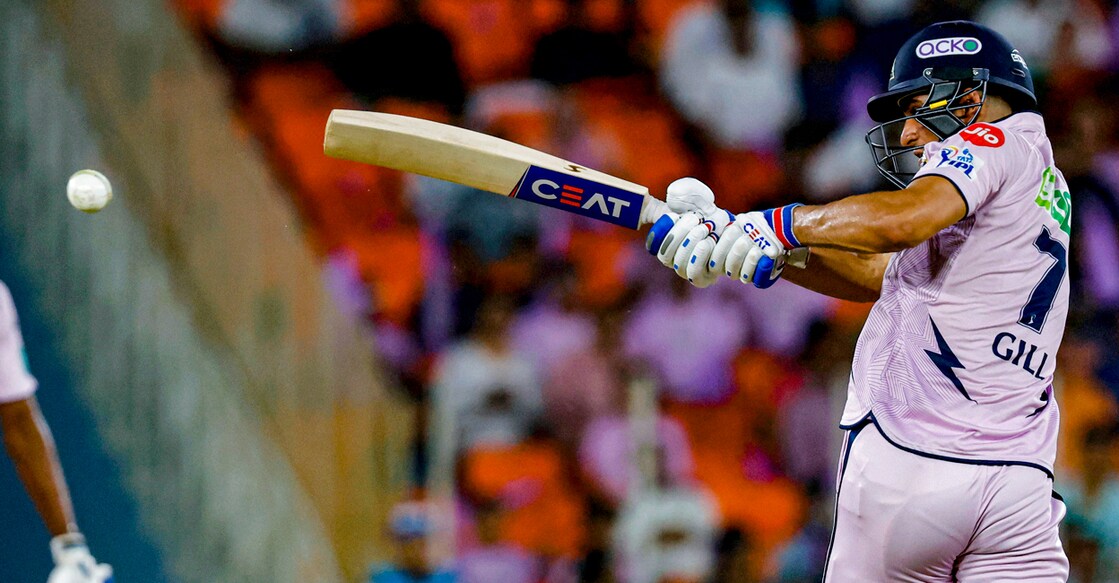 Gujarat Titans opener Shubman Gill plays a shot during the IPL match against Sunrisers Hyderabad in Ahmedabad on Monday. Photo: PTI