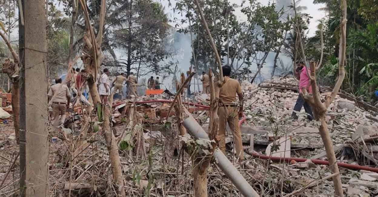 varappuzha-explosion The firecracker manufacturing unit was reduced to rubble in the explosion at Varappuzha.