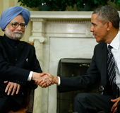 President Barack Obama shakes hands with India's Prime Minister Manmohan Singh in the Oval Office of the White House in Washington on September 27, 2013. File photo: AP/Charles Dharapak