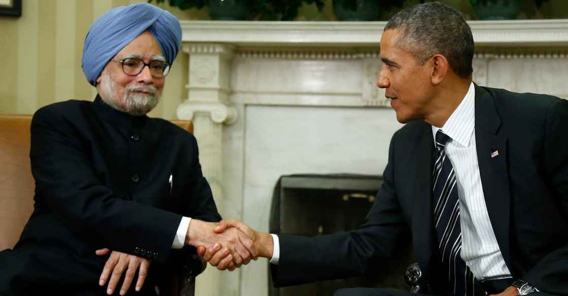 President Barack Obama shakes hands with India's Prime Minister Manmohan Singh in the Oval Office of the White House in Washington on September 27, 2013. File photo: AP/Charles Dharapak