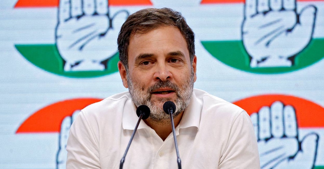 Rahul Gandhi, a senior leader of the Congress party, speaks during a media briefing at the party headquarters in New Delhi, India, June 6, 2024. Photo: PTI. 