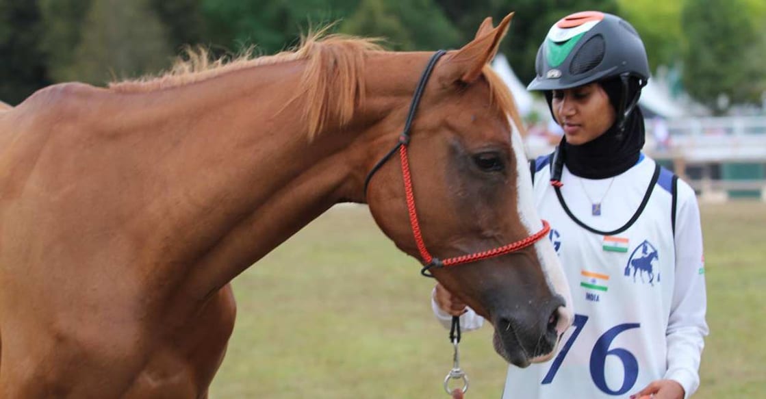 Malappuram native Nida Anjum Chelat who became the youngest rider in the world to complete the prestigious FEI Endurance World Championship for Seniors held in Monpazier, France. Photo; Special arrangement