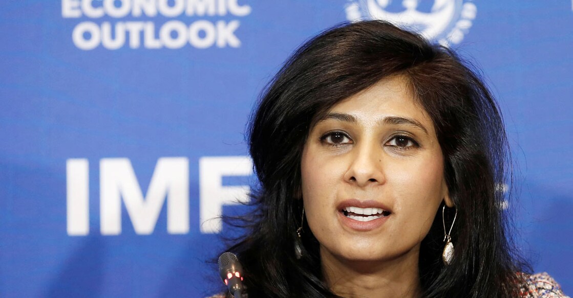 FILE PHOTO: Gita Gopinath, Economic Counsellor and Director of the Research Department at the International Monetary Fund (IMF), speaks during a news conference in Santiago, Chile,  July 23, 2019. REUTERS/Rodrigo Garrido