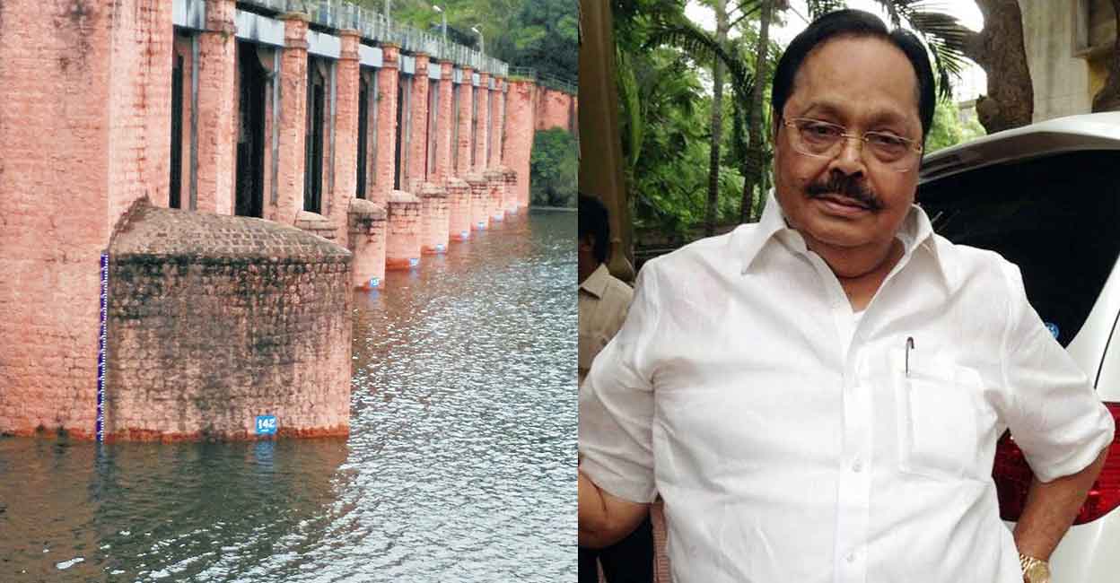 (L) Mullaperiyar Dam, (R) Tamil Nadu Water Resources Minister Durai Murugan. Photo: Twitter/@DuraimuruganDmk