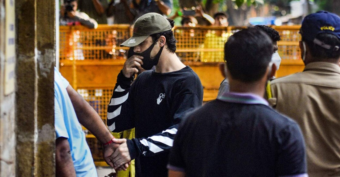 Bollywood actor Shahrukh Khan's son Aryan Khan being taken for his medical examination by NCB officials in connection allegedly in a drugs case, in Mumbai, Sunday, October 3, 2021. Photo: PTI