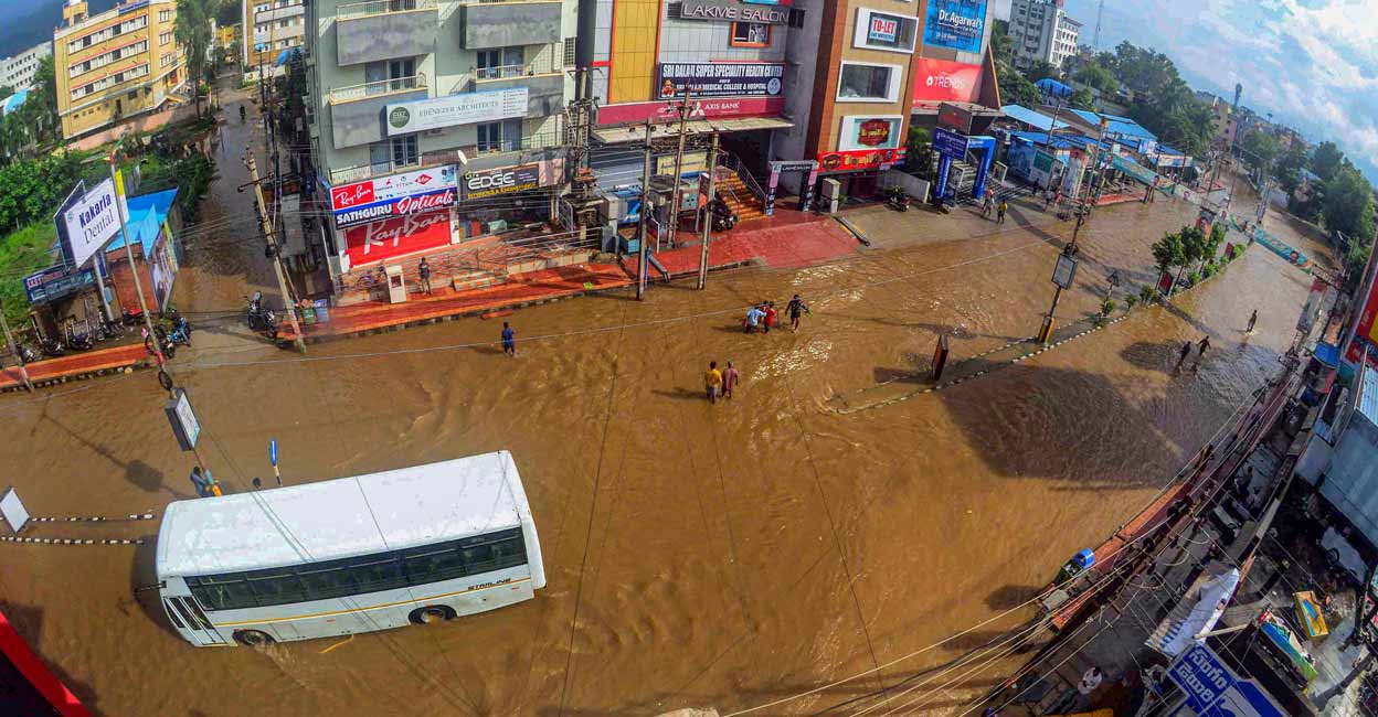 PTI11_20_2021_000132B View of a waterlogged area following incessant rainfall in Tirupati, Saturday, Nov. 20, 2021. Photo: PTI