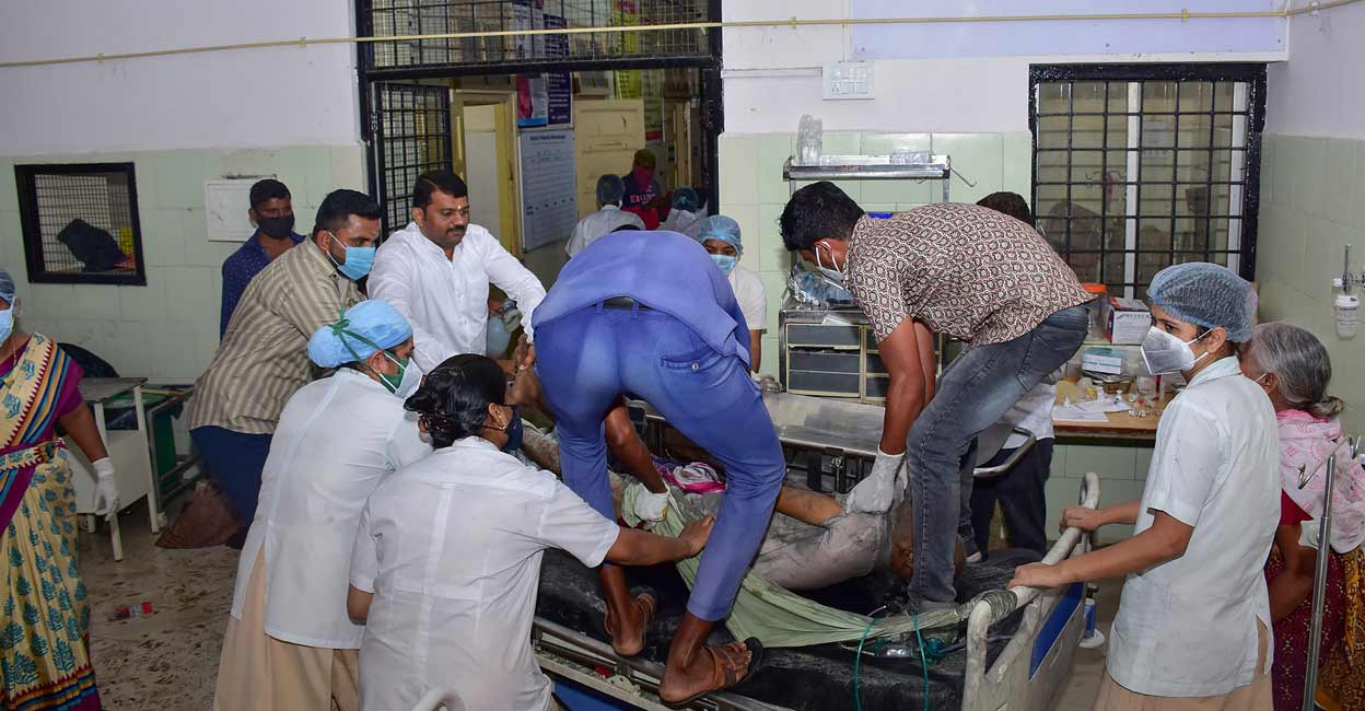 Injured patients being shifted to safer place Injured patients being shifted to safer place