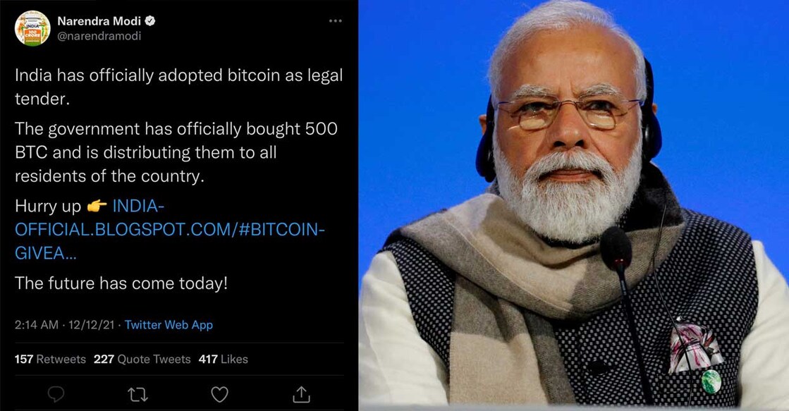 The hackers posted one tweet and a scam link from the handle. 