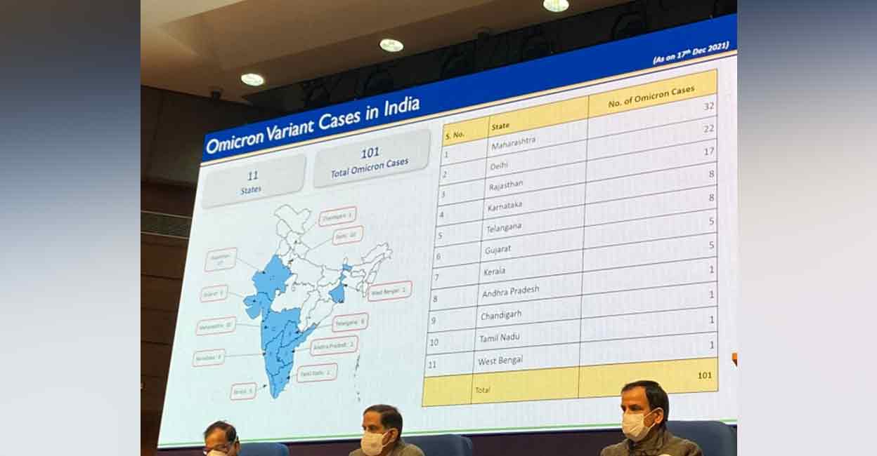 Health Ministry's presentation during a press conference. Photo: Twitter/ @ANI