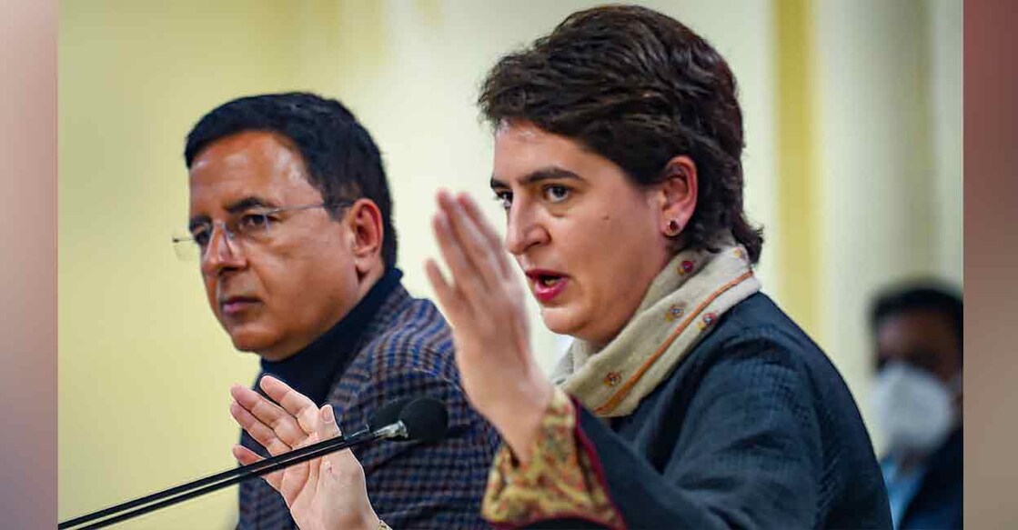 Congress General Secretary Priyanka Gandhi addresses a press conference at party headquarters in New Delhi on Thursday. Photo: PTI