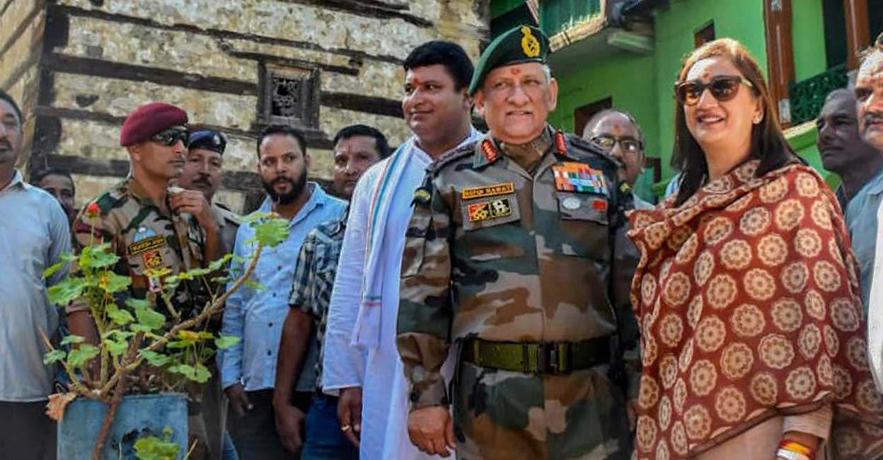 Bipin Rawat with his wife Madhulika Rawat. File Photo: PTI