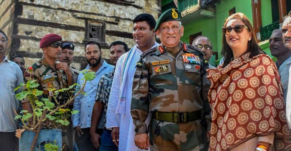 Bipin Rawat with his wife Madhulika Rawat. File Photo: PTI