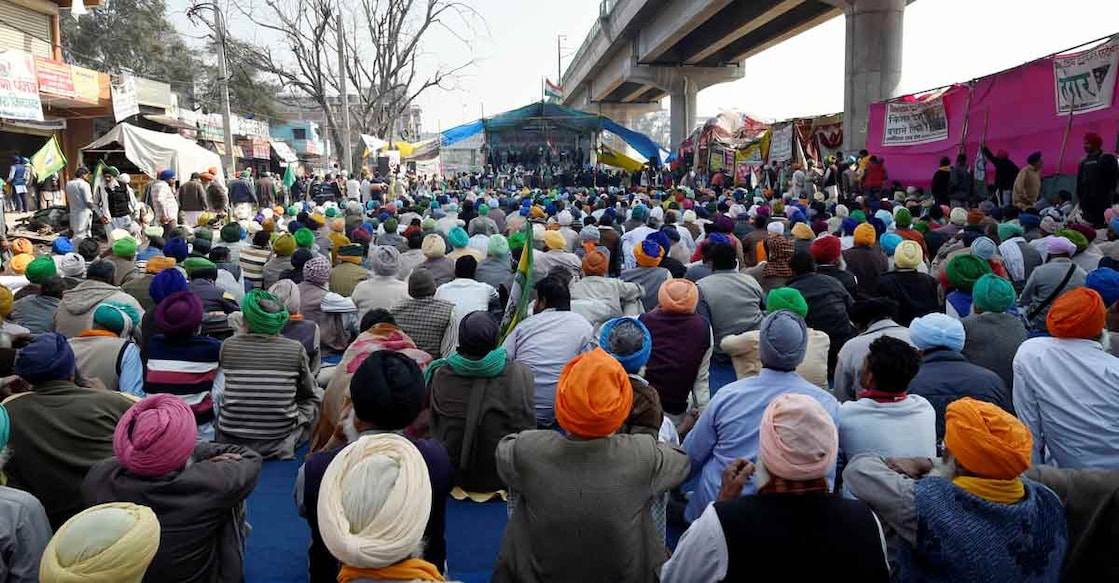 Farmers protest at Tikri border
