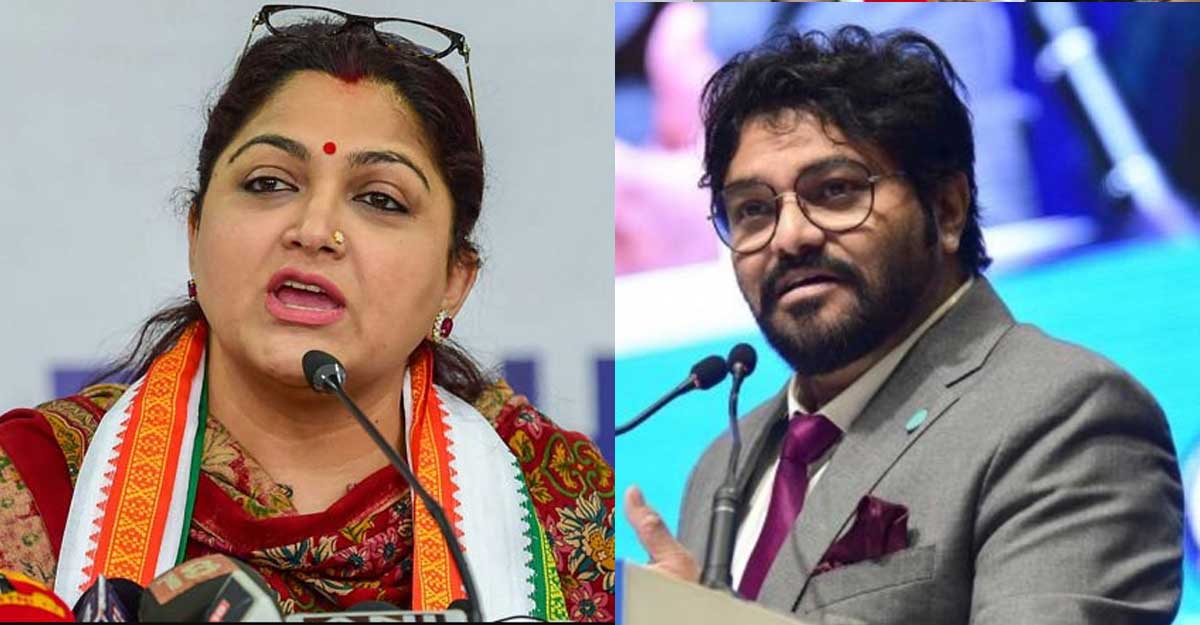 Actor-turned-politician Khushbu Sundar, Union Minister Babul Supriyo Actor-turned-politician Khushbu Sundar, Union Minister Babul Supriyo