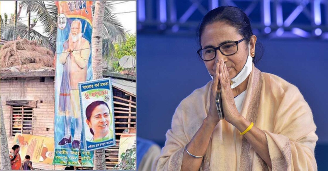 Election campaign boards of Mamata Banerjee and Narendra Modi in Nandigram | Photo: Josekutty Panackal