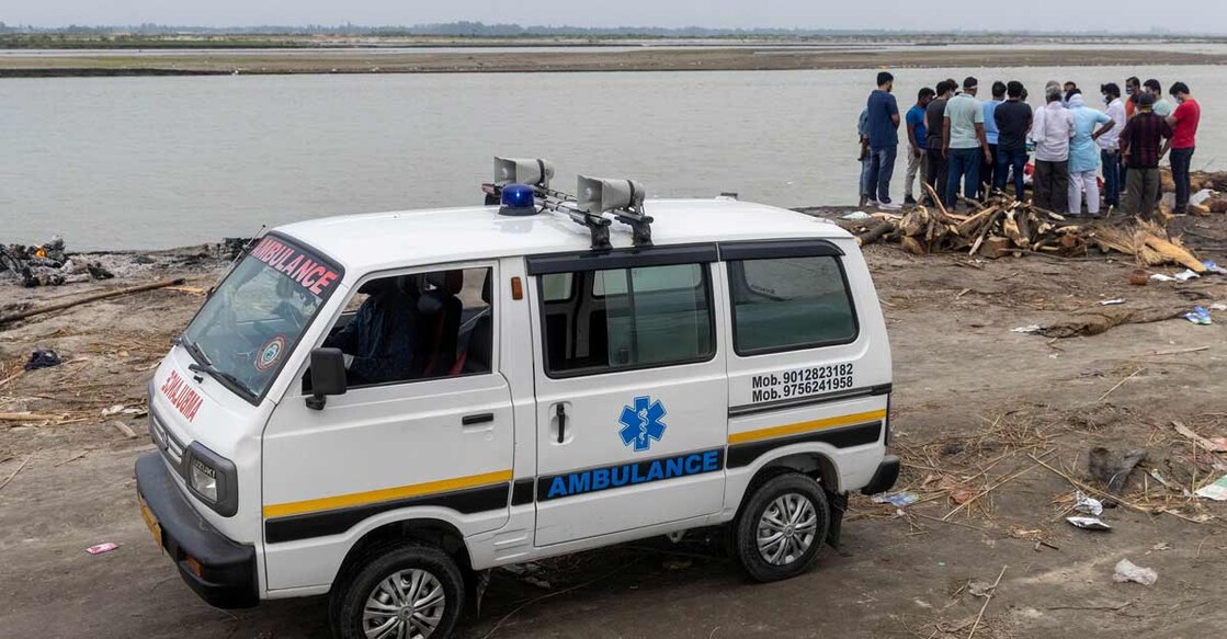 Covid victim's funeral near river Ganges Covid victim's funeral near river Ganges