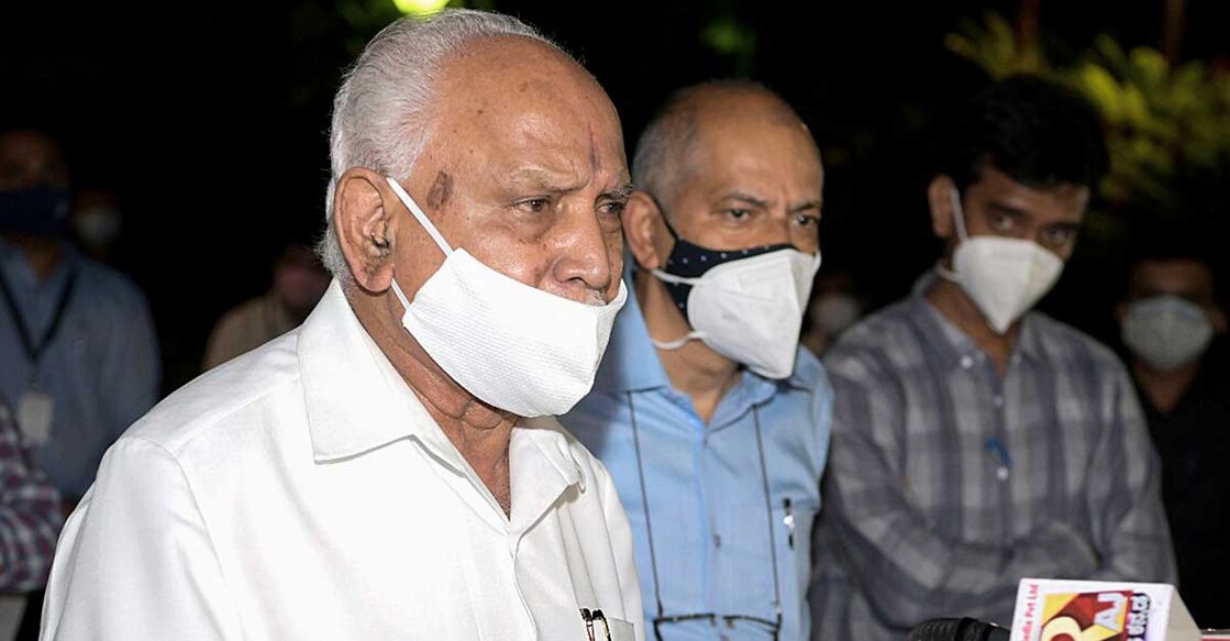 Karnataka CM BS Yediyurappa addresses a press conference in Bengaluru. PTI