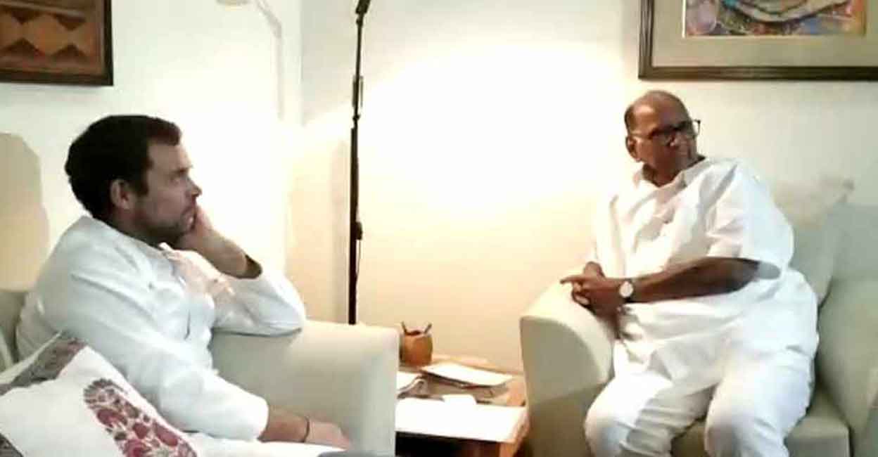 New Delhi: NCP chief Sharad Pawar during a meeting with Congress President Rahul Gandhi in New Delhi on May 30, 2019. (Photo: IANS) Rahul Gandhi and Sharad Pawar