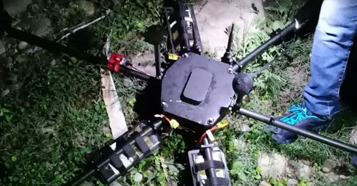 J&K police shoots down drone carrying IED material in border belt of Jammu J&K police shoots down drone carrying IED material in border belt of Jammu