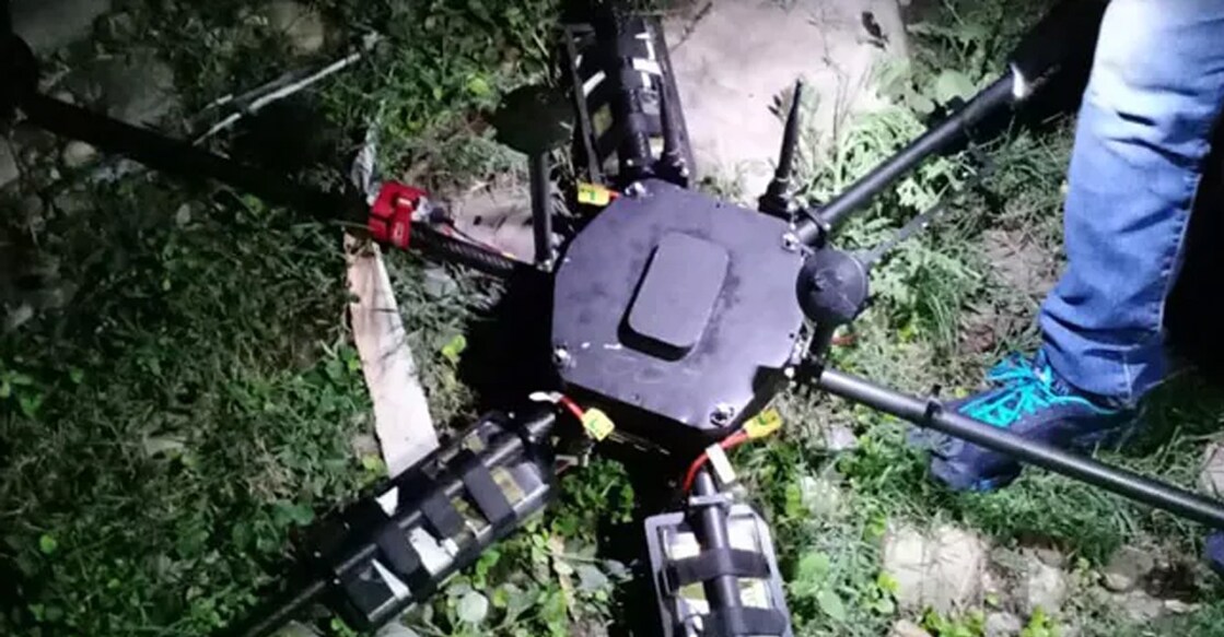 J&K police shoots down drone carrying IED material in border belt of Jammu J&K police shoots down drone carrying IED material in border belt of Jammu