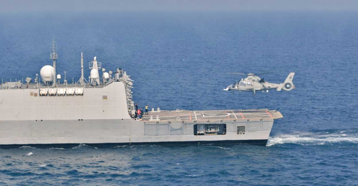 The Indian Navy tweeted the picture of INS Kochi in the Persian Gulf. Photo: Twitter @indiannavy