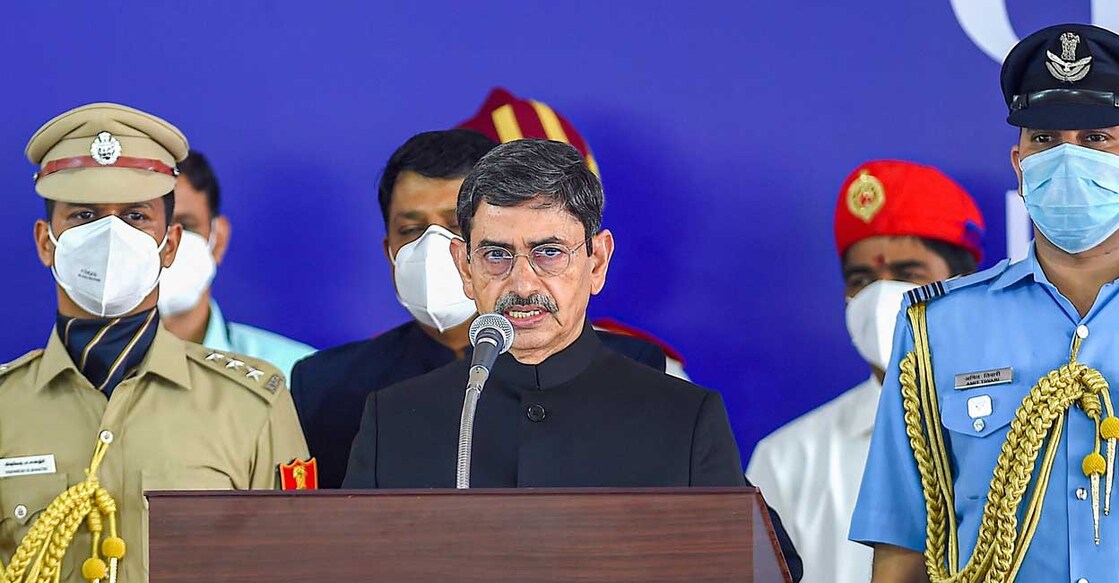Ravindra Narayan Ravi Tamil Nadu Governor R.N. Ravi during his swearing in ceremony, at Raj Bhavan, in Chennai, Saturday, Sept. 18, 2021. PTI