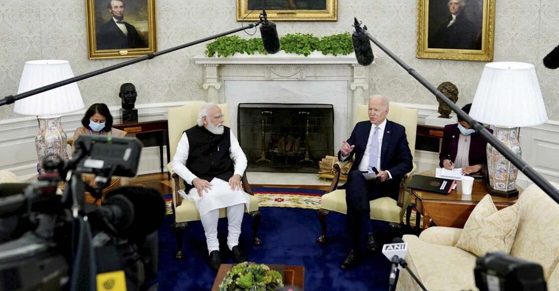 Prime Minister Narendra Modi with President Joe Biden meets in the Oval Office of the White House.