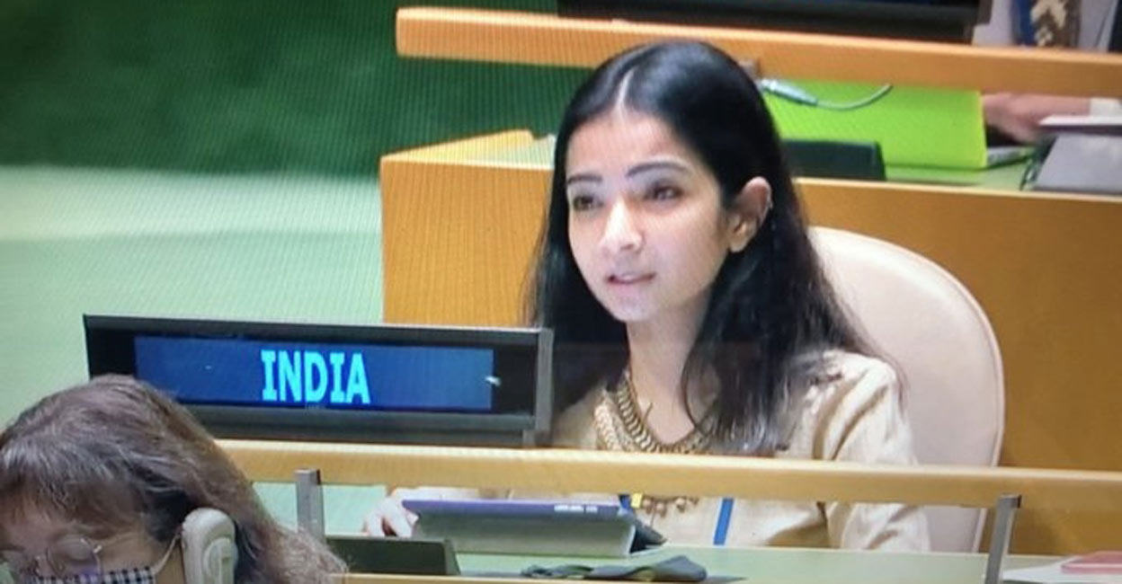 Sneha Dubey Pakistan supporter of terrorists, suppressor of minorities, says Sneha Dubey, a first secretary in India's UN Mission. Photo: Twitter/IANS