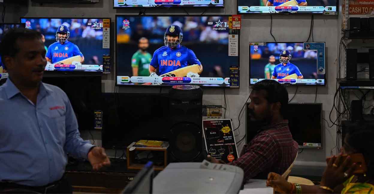 INDIA-PAKISTAN-CRICKET-WC 2021-T20 A shop selling electronic goods in Chennai. File Photo: AFP