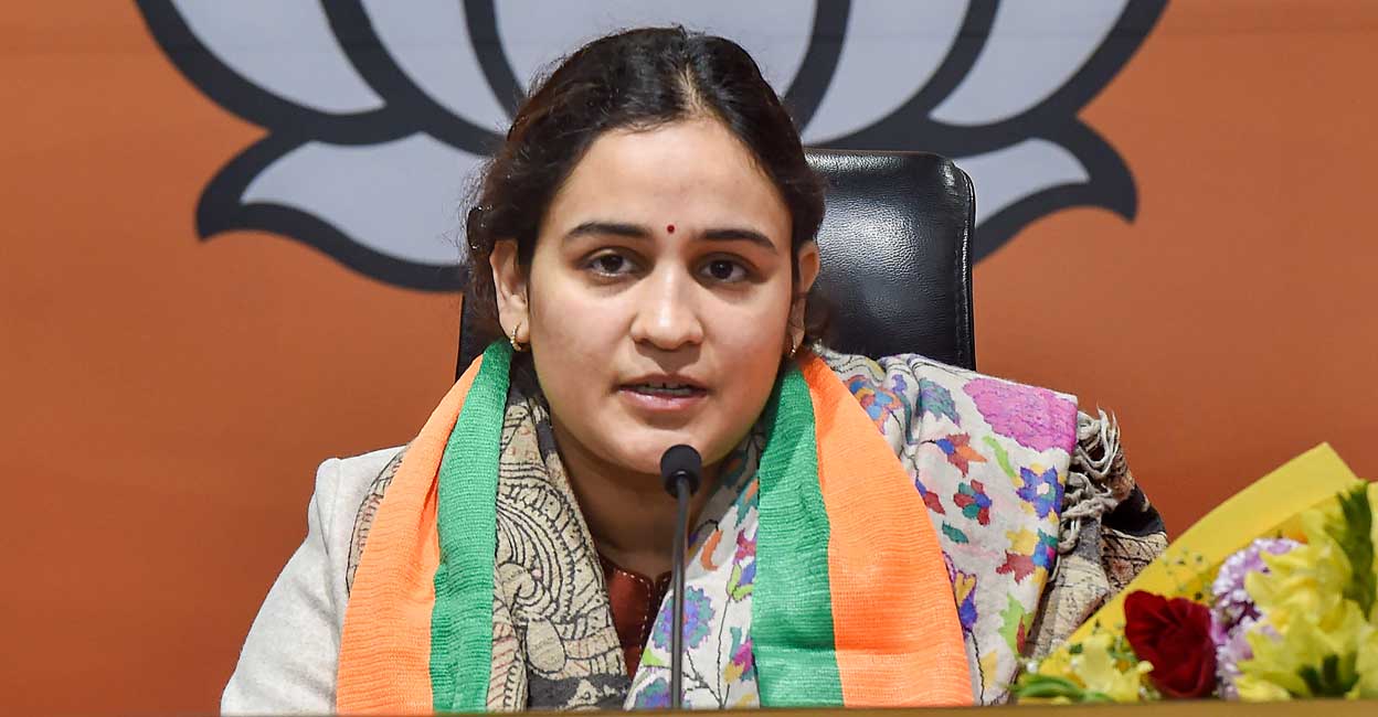 Aparna Yadav, former Uttar Pradesh Chief Minister Mulayam Singh Yadav's daughter-in-law joins BJP at BJP HQ in New Delhi, Wednesday, Jan. 19, 2022. PTI