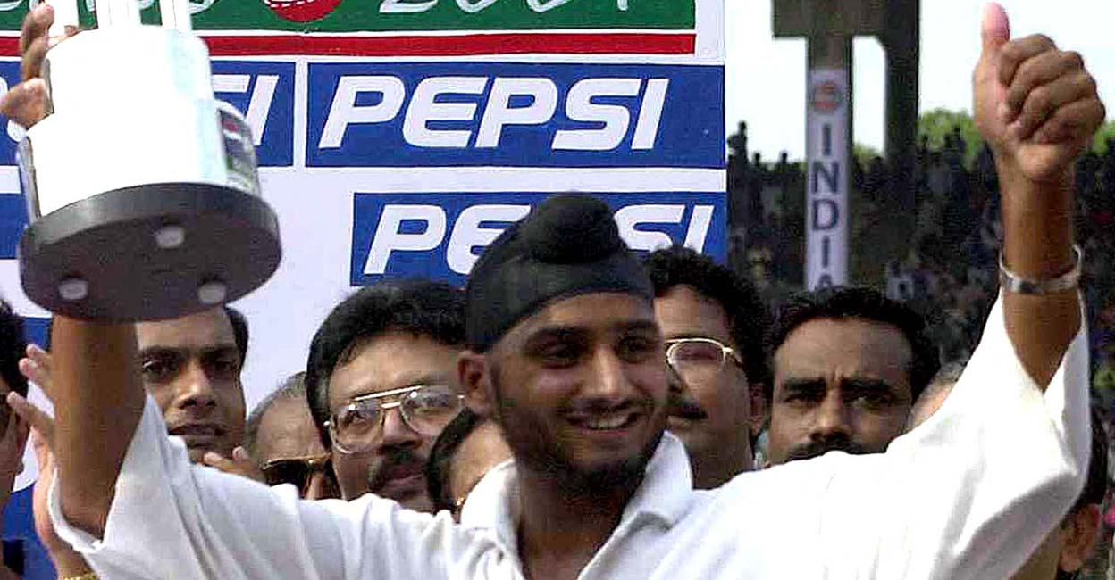 Harbhajan Singh Harbhajan Singh hold his Man of the Series trophy after India defeated Australia by two wickets in the the third test, hence winning the series in Madras 22 March 2001. Photo: Ravi Raveendran/AFP