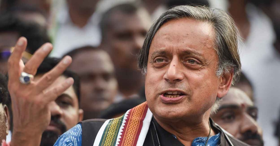 AICC Presidential candidate and MP Shashi Tharoor addresses the media after paying homage to former PM Rajiv Gandhi and former CM of Tamil Nadu Kamarajar during his election campaign for the party's presidential election, in Chennai, Thursday, Oct. 6, 2022. Photo: PTI