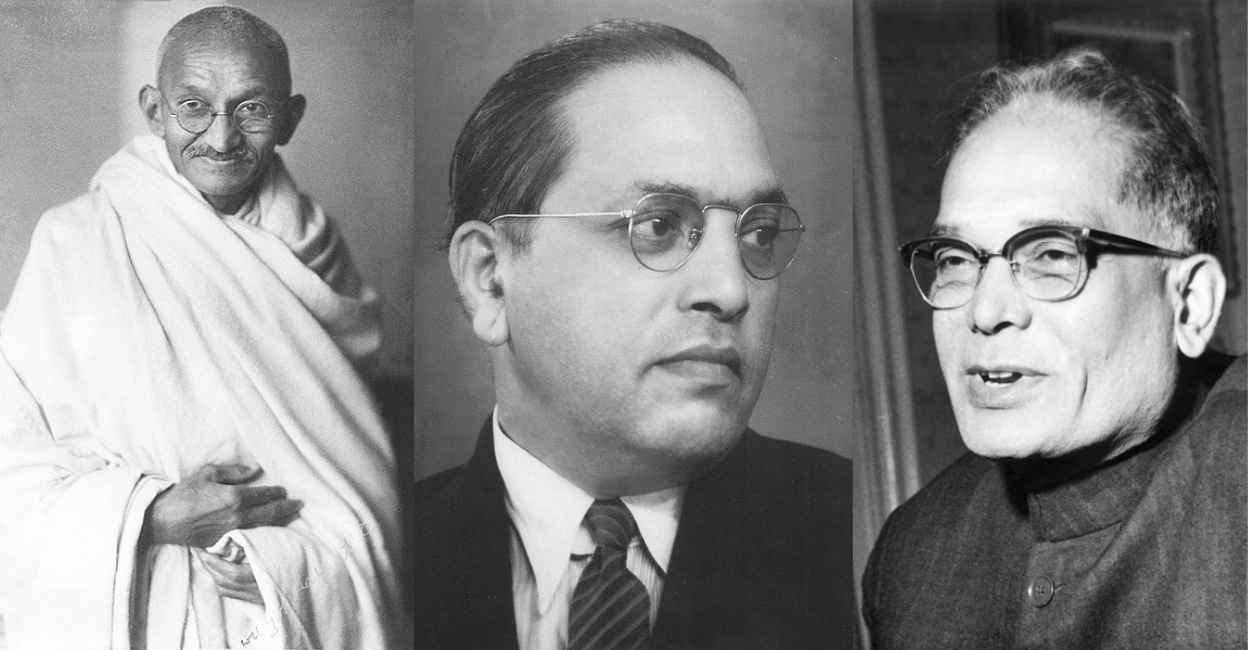 Gandhi, BR Ambedkar, JP. Photo: Wiki commons