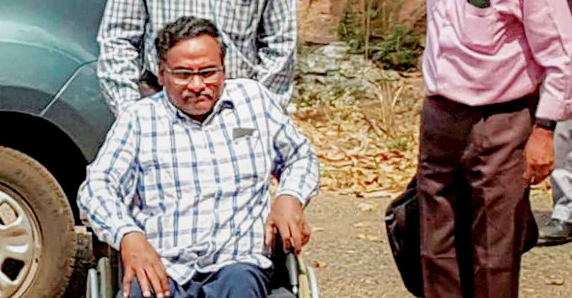 PTI10_14_2022_000035B Saibaba, 52, who is wheelchair-bound due to a physical disability, is currently lodged at the Nagpur central prison. File photo: PTI