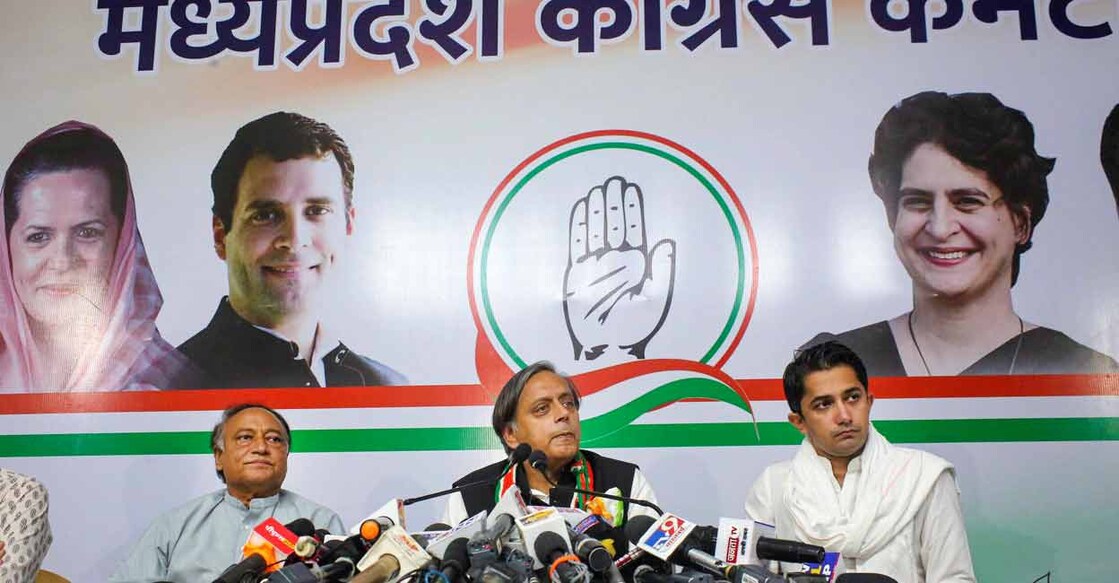 Shashi Tharoor Congress presidential candidate Shashi Tharoor addresses a press conference, at PCC headquarters, in Bhopal, Friday, Oct. 14, 2022. PTI