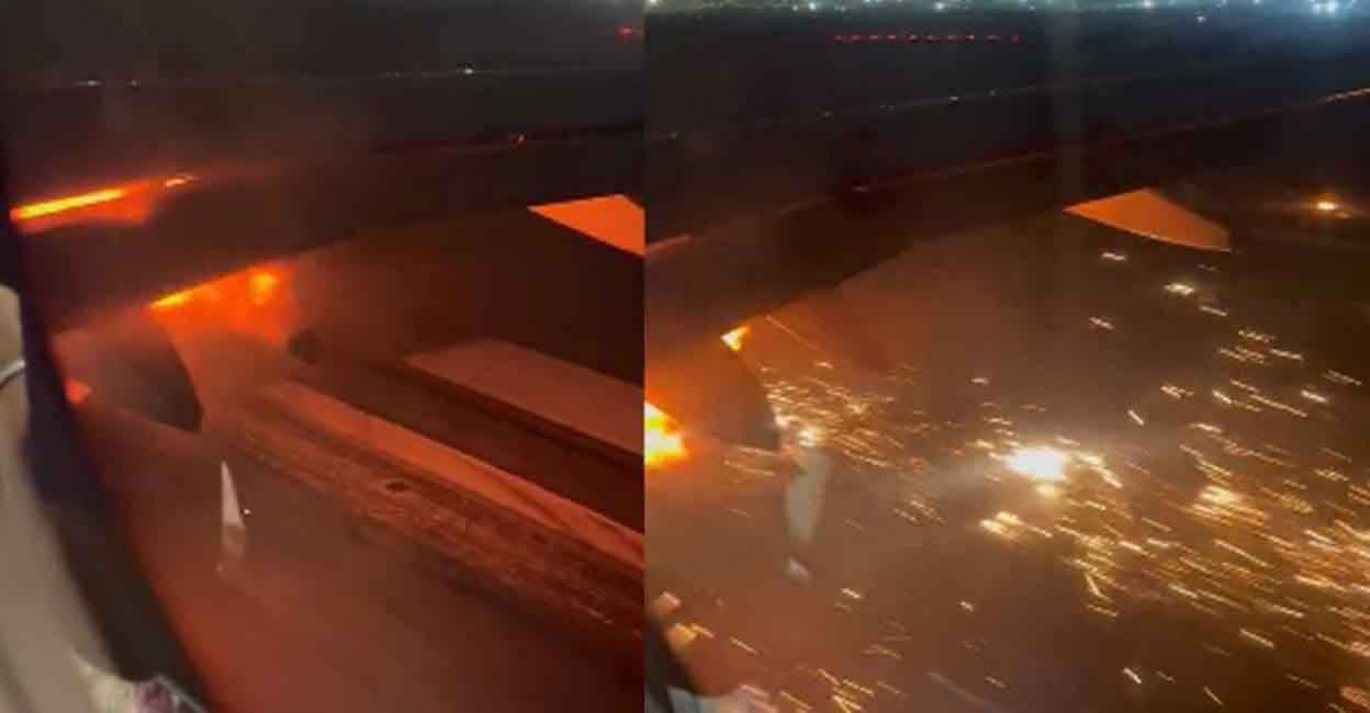 Indigo flight 6E2131 from Delhi to Bengaluru that caught on fire. Photo: PriyankaaKumarr/Twitter