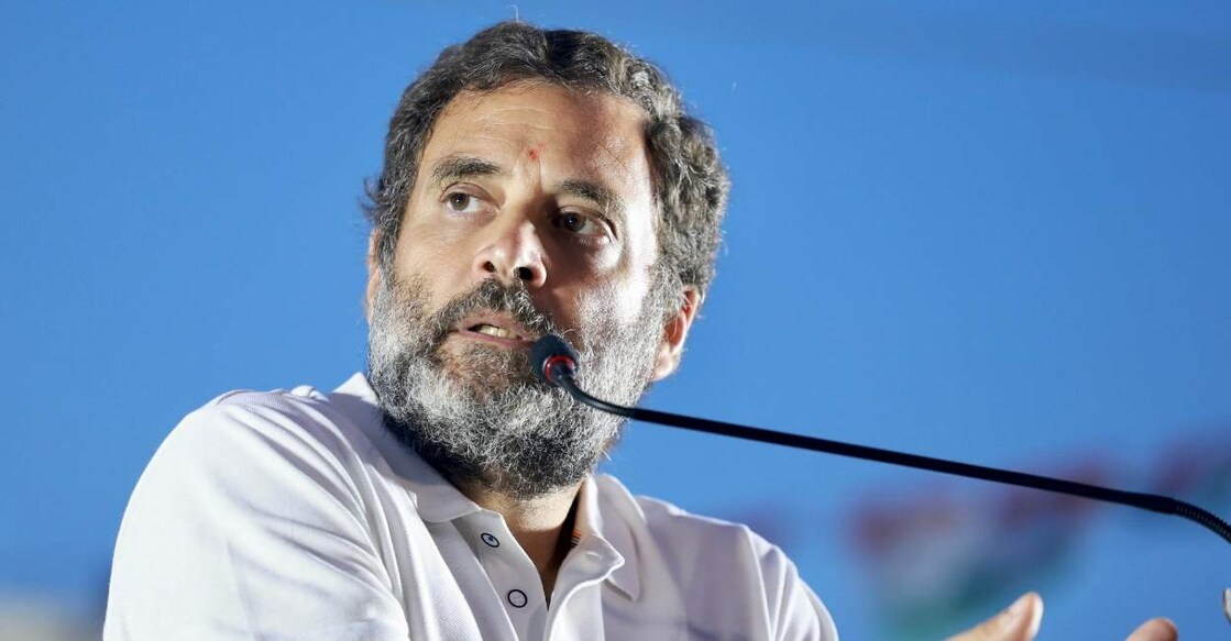 Congress leader Rahul Gandhi addresses a public rally at Brahmha Devarahalli in Mandya district, Thursday, October 6, 2022. Photo: PTI 