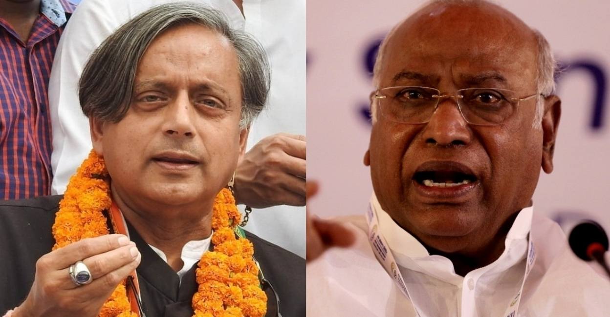 Shashi Tharoor; Mallikarjun Kharge. Photo: IANS