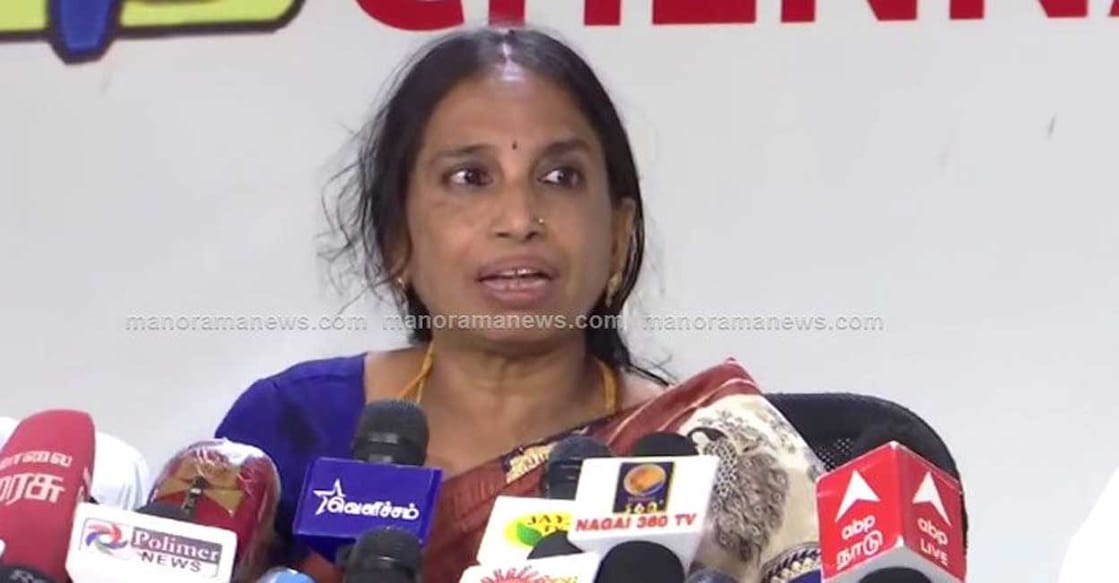 nalini S Nalini speaking to media in Chennai. Screengrab: Manorama News