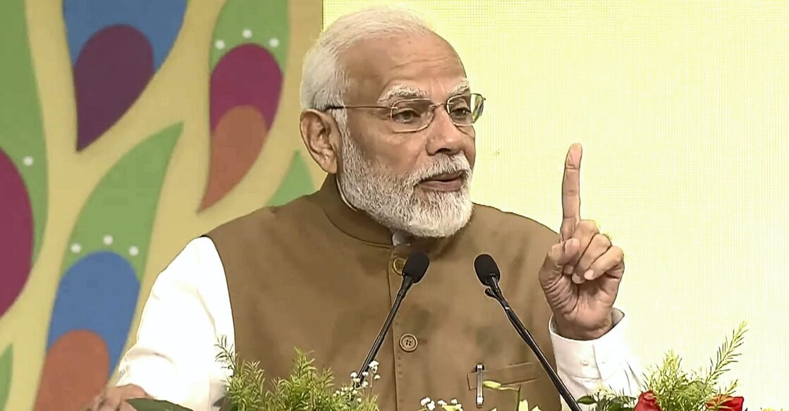 Prime Minister Narendra Modi addresses the third 'No Money for Terror' Ministerial Conference on Counter-Terrorism Financing, in New Delhi, Friday, November 18, 2022. Photo: PTI