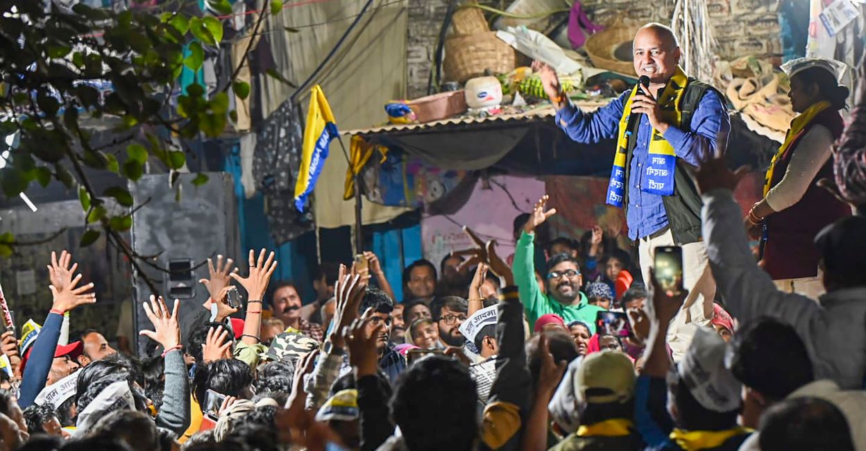 Delhi Deputy CM Manish Sisodia during the election campaign for MCD polls. Photo: PTI